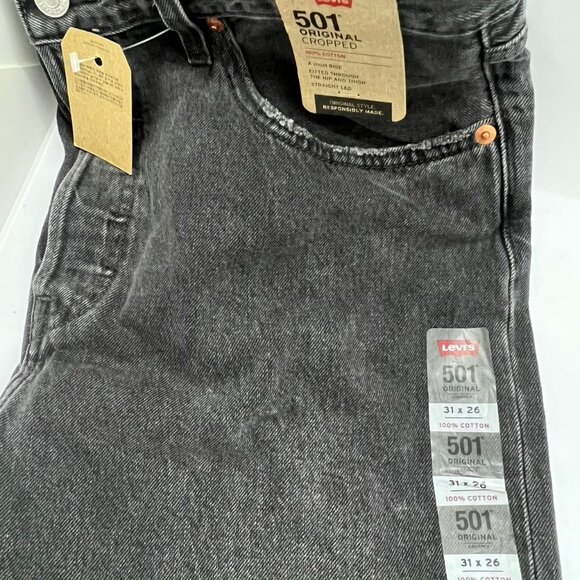 Levi's 501 Original Cropped High Rise Straight Leg Jeans 31x26 - Picture 4 of 7